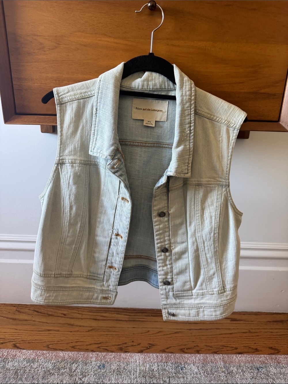 Pilcro and the Letterpress Light Blue Denim Vest with Button Front